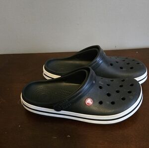 Black Crocs with White Trim